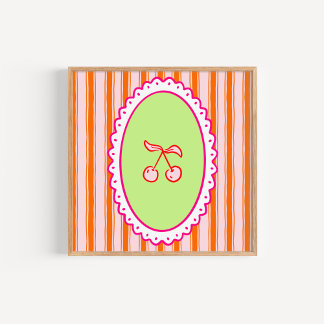 Whimsische handgezeichnete Coquette-Kirschen-Kunst Poster