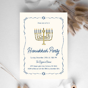Whimsische handgezeichnete Doodle-Hanukkah-Party   Einladung