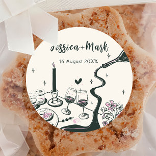 Whimsische handgezeichnete Hochzeit Runder Aufkleber