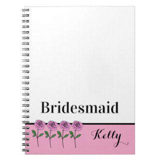 Whimsische handgezeichnete rosa Rosen Brautjungfer Notizblock
