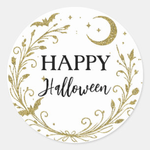 Whimsische Hexen-Wicca-Gold-Glitter-Halloween Runder Aufkleber