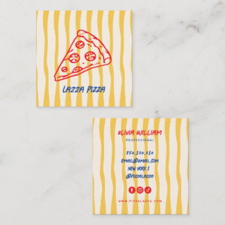 Whimsische Kritzel-Pizza-Visitenkarte Quadratische Visitenkarte