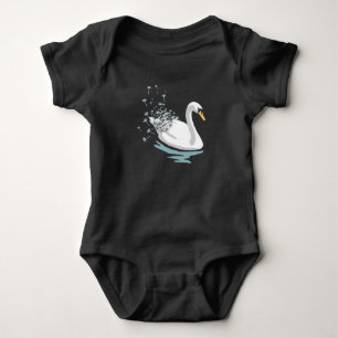 Whimsische künstlerische weiße Schwan Löwenzahnsam Baby Strampler