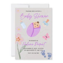 Whimsische Lavendel-Aquarell-Baby-Shower-Einladung