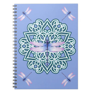 Whimsische lila elegante Libellen-Mandala Notizblock