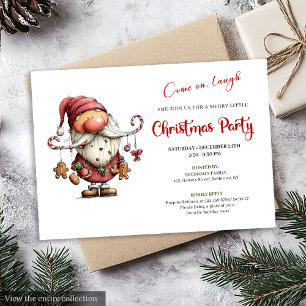 Whimsische lustige Santa-Watercolor-Einladungen zu Einladung