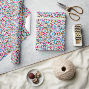 Whimsische Luxus-Elfenbein-Blumenstil-Rand-Hochzei Geschenkpapier