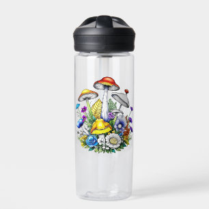 Whimsische magische Pilze und Blumen Trinkflasche