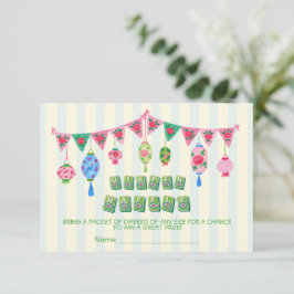 Whimsische Mahjong-Baby-Shower-Windel-Raffel-Karte Einladung