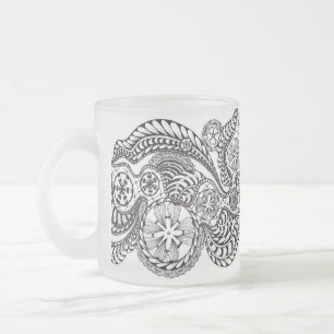 Whimsische Ornate Zen-Doodle-Spitzenblumen Frostgl Mattglastasse