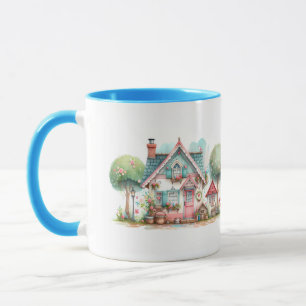 Whimsische Pastell-Fabelhaus-Kunst Tasse