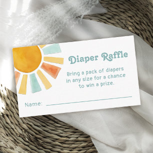 Whimsische Retro-Aquarell-Sonnen-Diaper-Raffle Begleitkarte