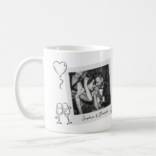 Whimsische romantische Linienkunst und Hochzeitsfo Kaffeetasse