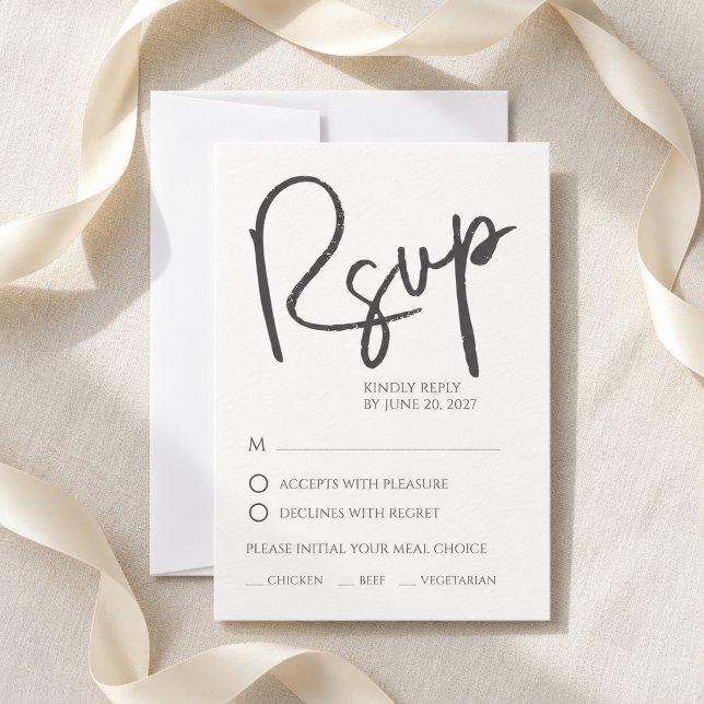 Whimsische Schrift Nothing Fancy Hochzeits-Antwort RSVP Karte (Whimsical Script Nothing Fancy Wedding RSVP Card
)