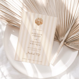 Whimsische Shell-Monogramm-Küstenhochzeit Save The Date