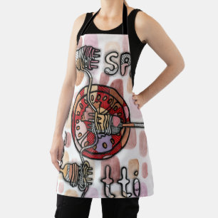 Whimsische Spaghetti-Pasta-Lebensmittel-Kunst Abst Schürze