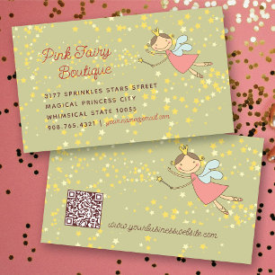 Whimsische süße rosa Feenprinzessin & magische Ste Visitenkarte