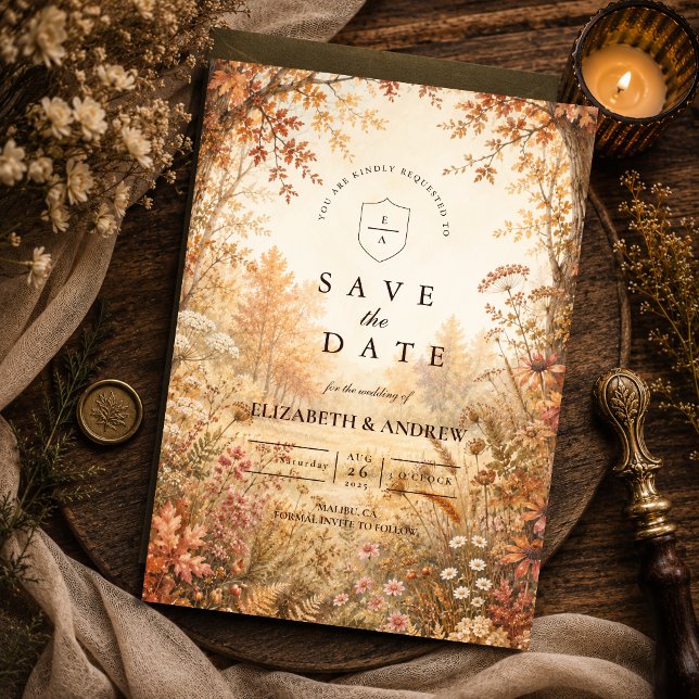 Whimsische Waldhochzeit im Herbst Save The Date (Von Creator hochgeladen)