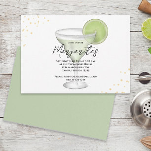 Whimsische Wasserfarbe Margarita Limette Kalligraf Einladung