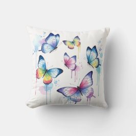 Whimsische Wasserfarbe Pastell Schmetterling Drip Kissen