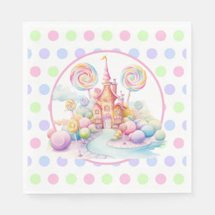 Whimsische Wasserfarben-Pastell-Candyland-Geburtst Serviette