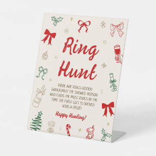 Whimsische Weihnachts-Brautabschied-Ring-Such-Spie Sockelschild