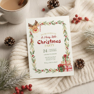 Whimsische Weihnachtsfeier-Einladung für Rentierli Einladung