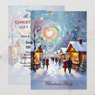 Whimsische Weihnachtsmarktszene Weihnachtsfeier 5x Einladung