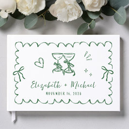 Whimsische wellenförmige Rahmen Hochzeit Handgezei Gästebuch
