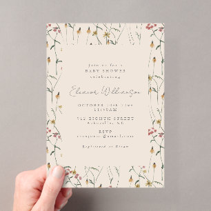 Whimsische Wildblumen-Blumen-Boho-Baby-Party Acryleinladungen