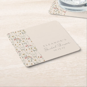 Whimsische Wildblumen-Blumen-Hochzeitsdusche nach  Rechteckiger Pappuntersetzer