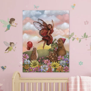 Whimsische Wildblumen-Fee Abschied von den Tieren Poster