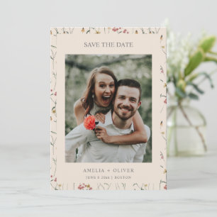 Whimsische Wildblumen Herbst Hochzeitsfoto Save The Date