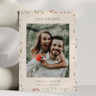 Whimsische Wildblumen Herbst Hochzeitsfoto Save The Date