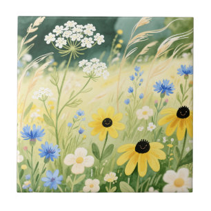 Whimsische Wildblumenwiese  Fliese