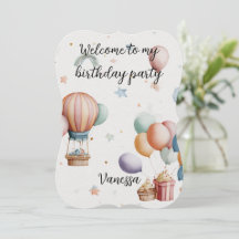 Whimsische "Willkommen zu meinem Geburtstag"-Karte