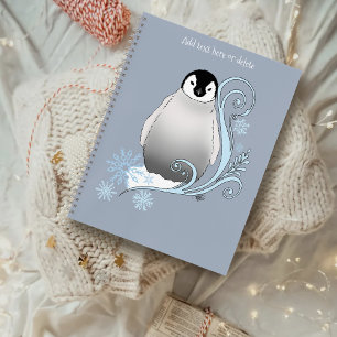 Whimsische Winter-Pinguin-Art-Nouveau-Schneeflocke Notizbuch