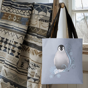 Whimsische Winter-Pinguin-Art-Nouveau-Schneeflocke Tasche