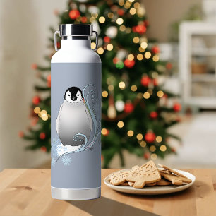 Whimsische Winter-Pinguin-Art-Nouveau-Schneeflocke Trinkflasche