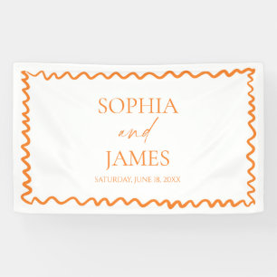 Whimsische Zitrus-Orange-Wellige-Rand-Hochzeit Banner