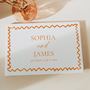 Whimsische Zitrus-Orange-Wellige-Rand-Hochzeit Gästebuch