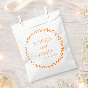 Whimsische Zitrus-Orange-Wellige-Rand-Hochzeit Geschenktütchen
