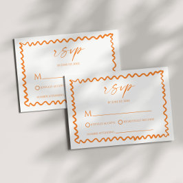 Whimsische Zitrus-Orange-Wellige-Rand-Hochzeit RSVP Karte