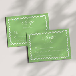 Whimsische Zitrusgrüne Wellige Rand Hochzeit RSVP Karte