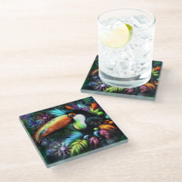 Whimsischer Abstrakt Toucan Bird Toucans Aquamarin Glasuntersetzer