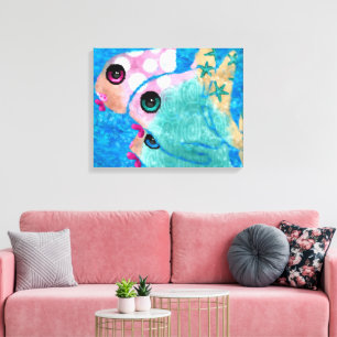 Whimsischer Abstrakter Fischstrand Nautical Aquama Leinwanddruck