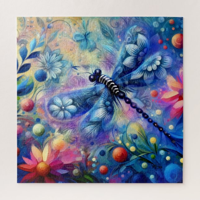 Whimsischer Abstrakter Libellenfliege Aquamarin Bl (Vertikal)