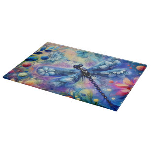 Whimsischer Abstrakter Libellenfliege Aquamarin Bl Schneidebrett