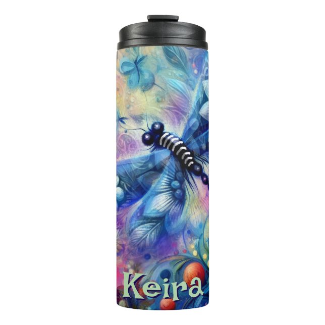 Whimsischer Abstrakter Libellenfliege Personalisie Thermosbecher (Vorderseite)