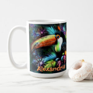 Whimsischer abstrakter Tukane-Vogel personalisiert Kaffeetasse